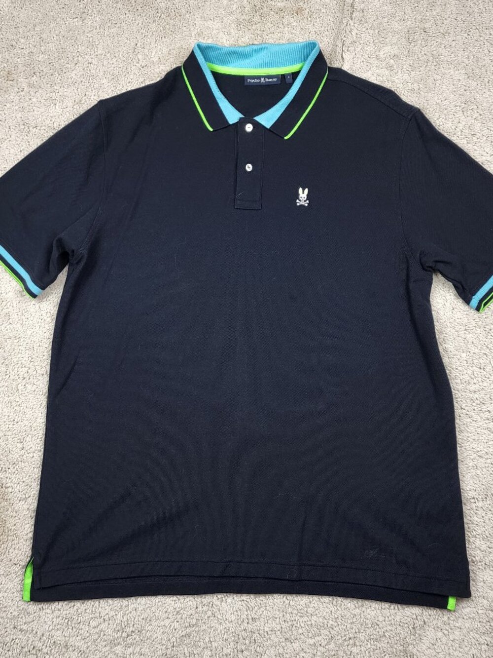 Psycho Bunny Polo Shirt XXXL 3XL Skull Logo Short Sleeve Golf Mens Size 9  Black